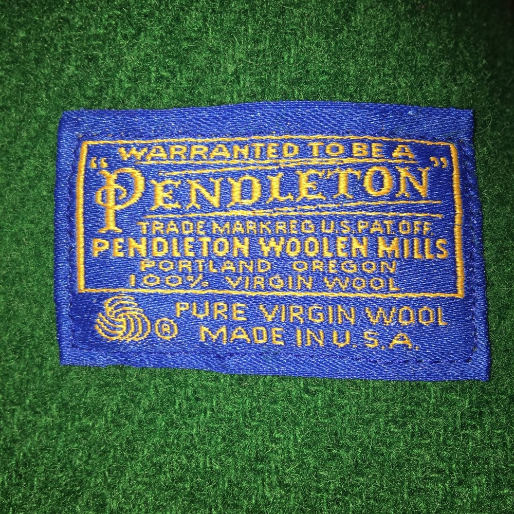 Pendleton Green Wool Tasseled Throw TWIN